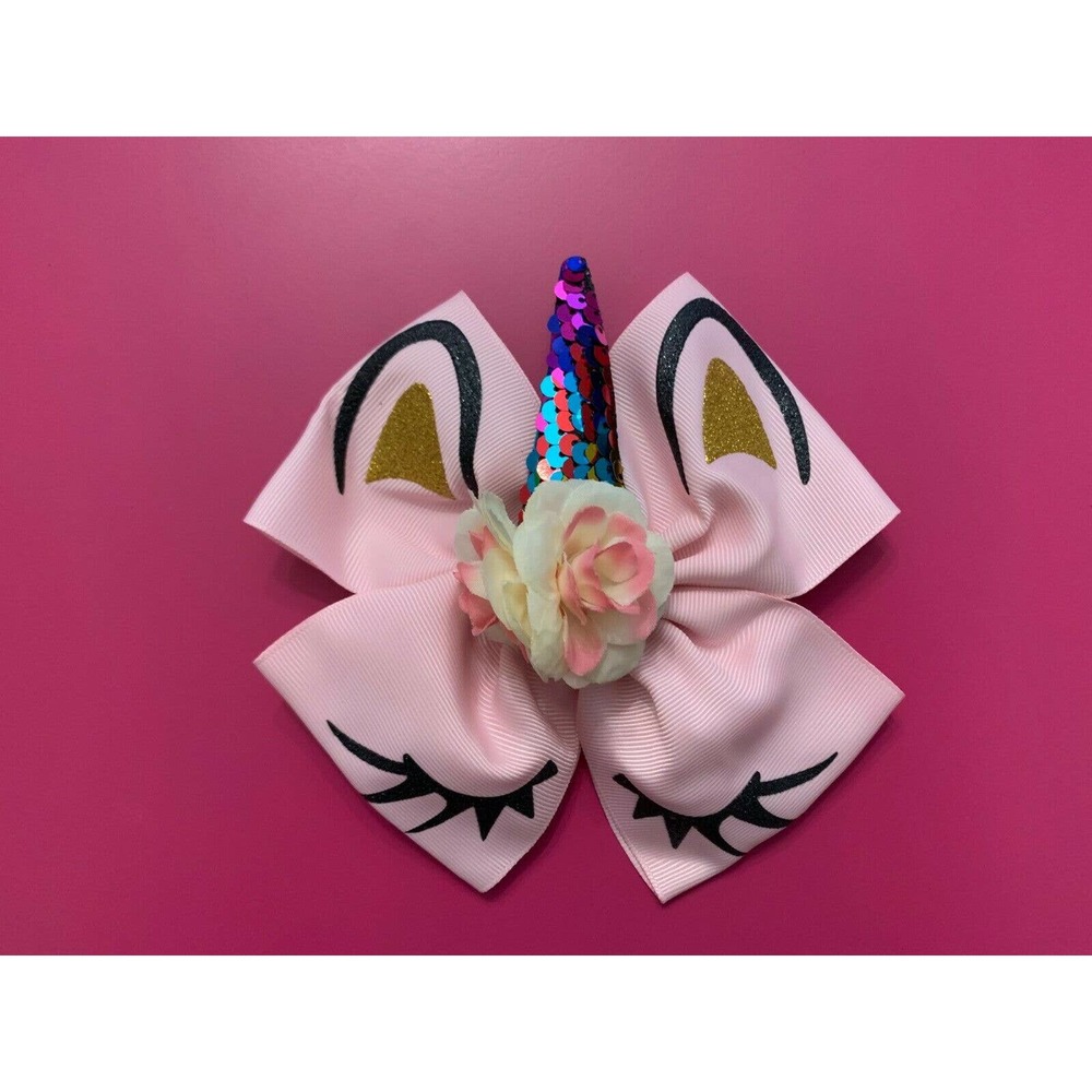 pink Unicorn Bow 6 inches